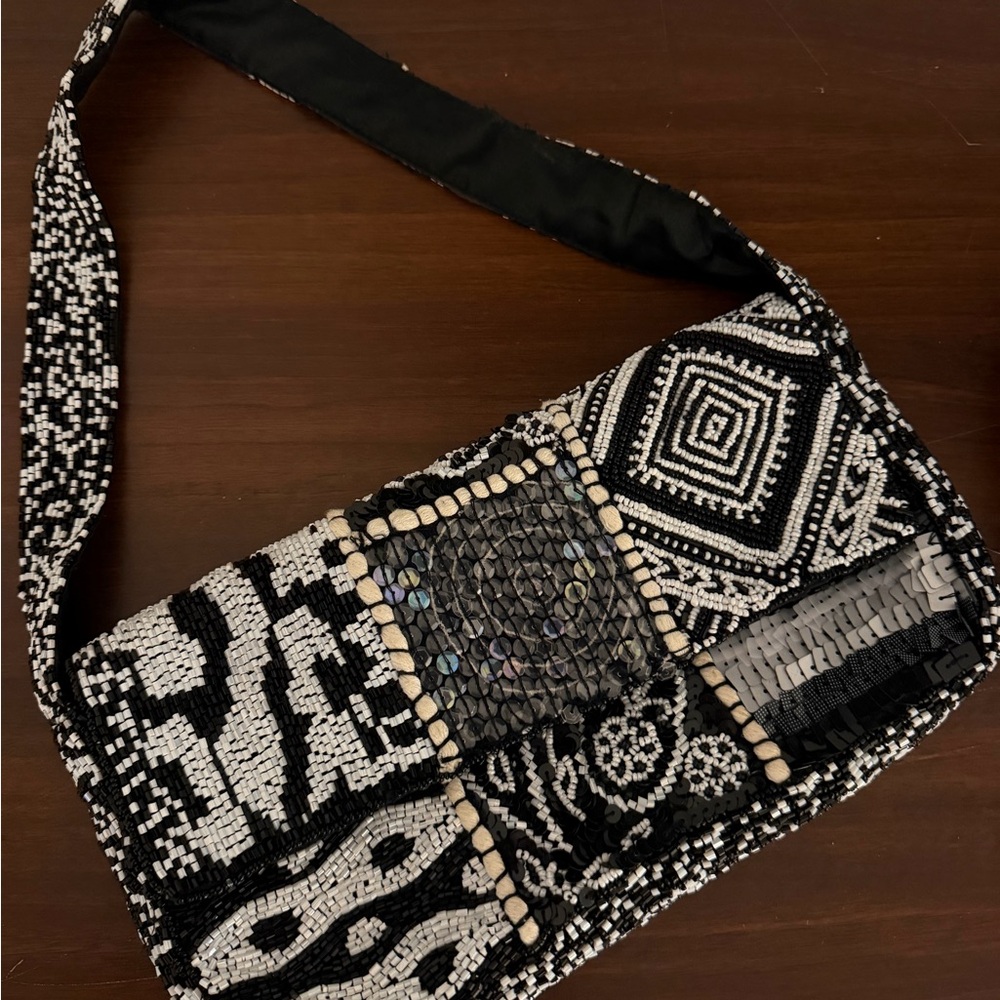 Black and White Patterned Women's Bag